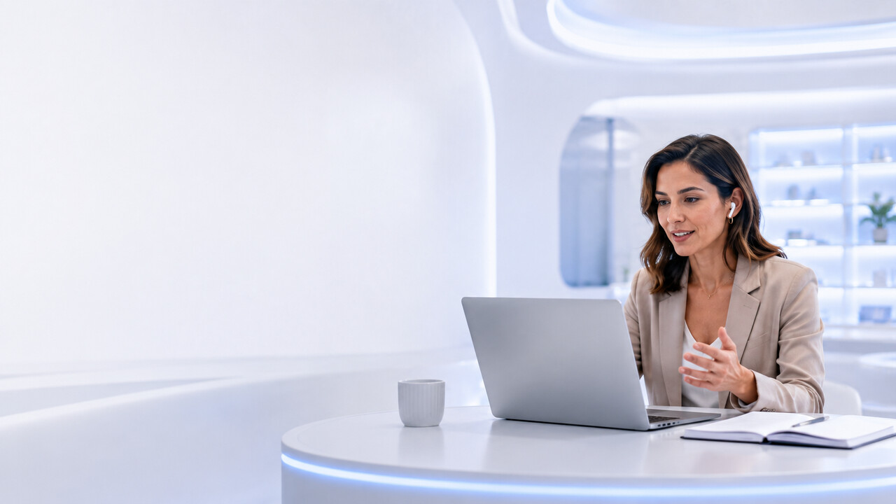 Sales professional working in a sleek modern workspace